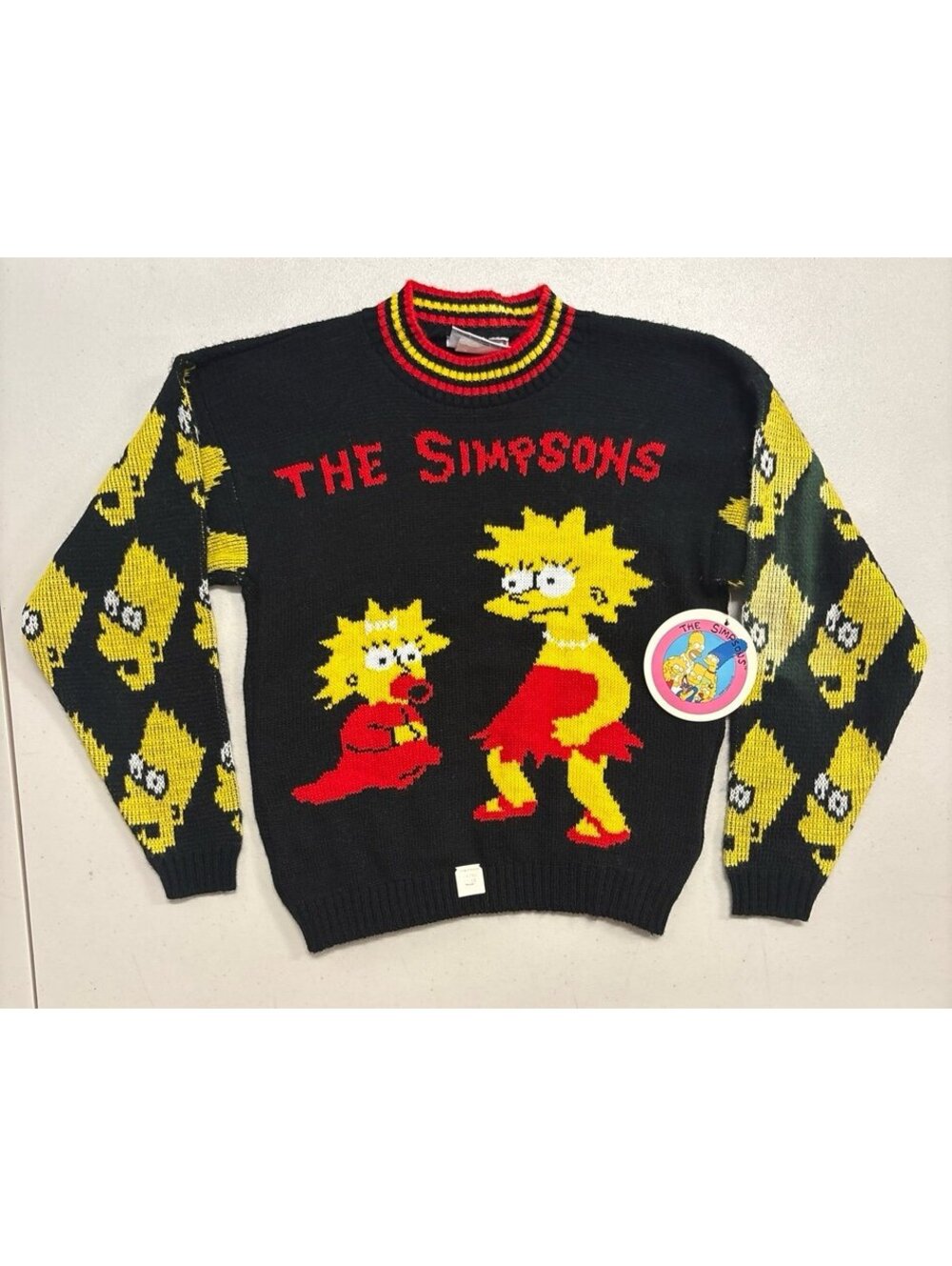 Vintage 1990 The Simpsons Knit Sweater Lisa & Maggie J.J. Poole USA Made
